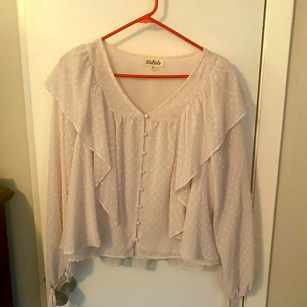 Soft Pink Flowy Blouse with Ruffles (brough from Böhme online boutique)